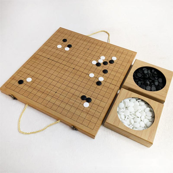 Portable Wooden Timber Weiqi/Go/Baduk Game Set Folding Board Game Gift 47*44*2.5cm - auloves