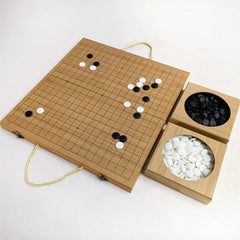 Portable Wooden Timber Weiqi/Go/Baduk Game Set Folding Board Game Gift 47*44*2.5cm - auloves