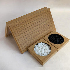 Portable Wooden Timber Weiqi/Go/Baduk Game Set Folding Board Game Gift 47*44*2.5cm - auloves