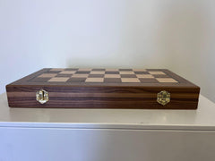 Premium 40*40*2.5cm Magnetic Large Chess Set Wooden Timber Oak Folding Board Walnut - auloves