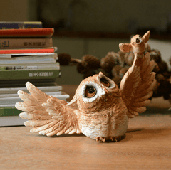 Resin Owl Ornaments Figurin Statues Home Office Garden Decor Signs Gift - auloves