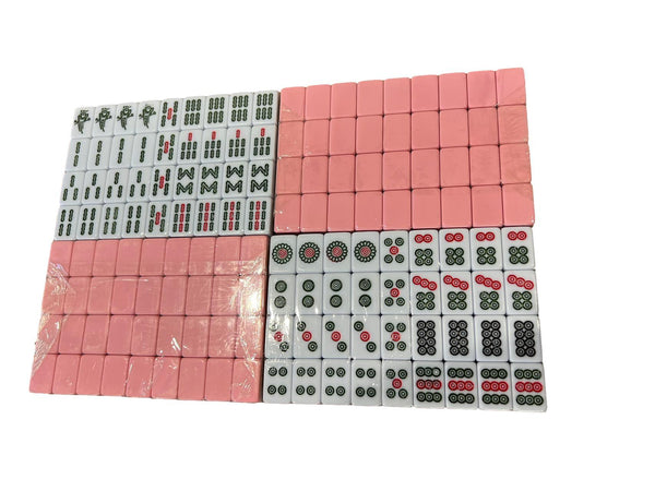 Sealed Mini Travel MahJong Majiang Set Size 22 Cream White/Pink - auloves