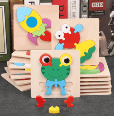 Super Thick Wooden 3D Colorful Jigsaw Puzzle Educational Toy For Kid Animals 2Y+ - auloves