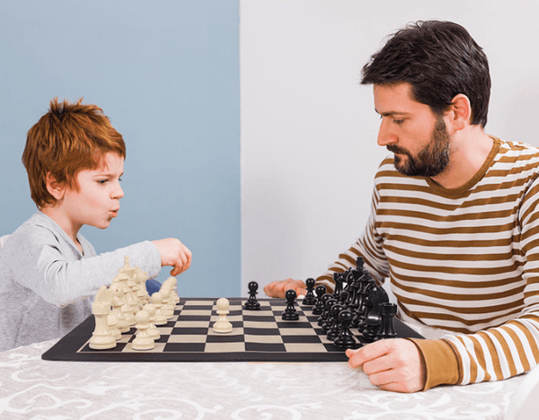Tournament Chess Set 52x52cm Plastic Pieces with Iron Weighted Leather Chessboard (BW) - auloves