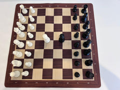 Tournament Chess Set 52x52cm Plastic Pieces with Iron Weighted Leather Chessboard (Oak) - auloves